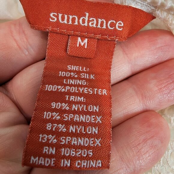 Sundance Silk Tunic Top Lace Delicate Bohemian Tunic Lightweight Polkadot Lace M - Picture 7 of 9